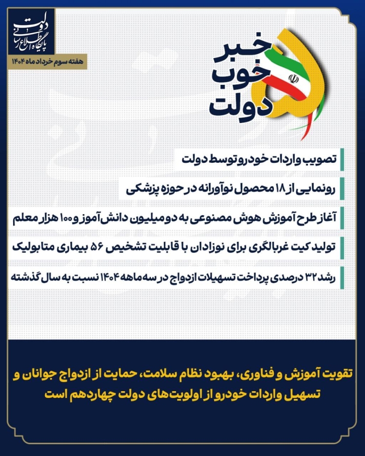 خبر خوب دولت