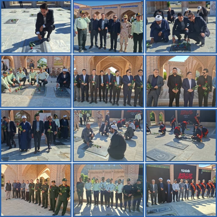 مراسم مهمانی لاله ها در مزار شهدا بمناسبت هفته دفاع مقدس در شهرستان مرزی پارس آباد مغان